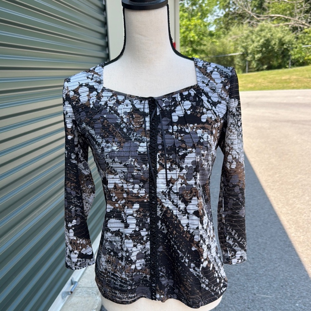 Susan Lawrence Black and White Abstract Blouse